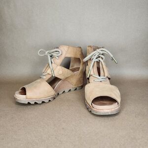 EUC Sorel Joanie Lace Up Wedge Sandals